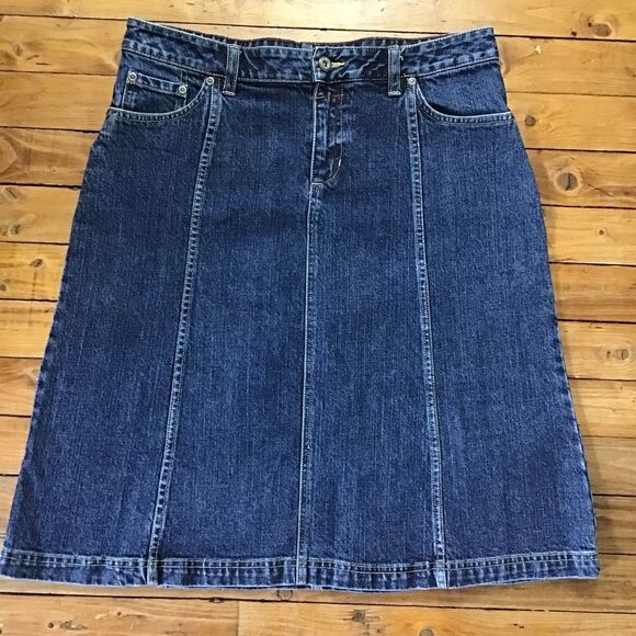 COLUMBIA denim skirt blue stretchy A line pockets medium rise front zipper 10 - Picture 9 of 9